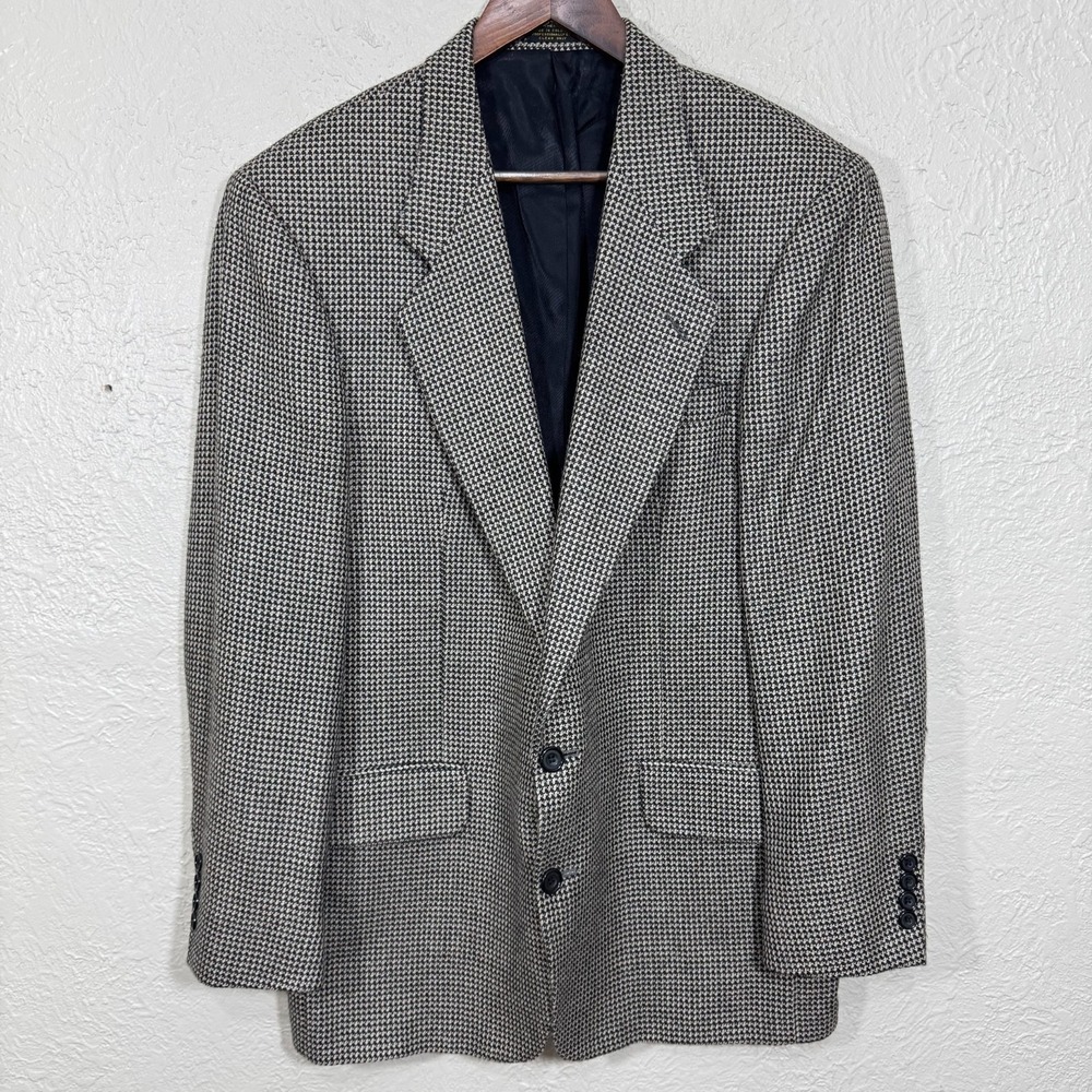 Oscar de la Renta Sport Coat Blazer 42‎ Houndstooth Old Money Academia Vtg 80s